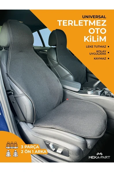 Terletmez Koltuk Koruyucu Kılıf Siyah 3 Lü Universal 2 Parça Ön 1 Parça Arka ürün görseli 1