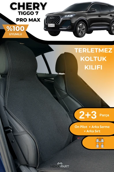 Terletmez Oto Koltuk Koruyucu Kılıf %100 Pamuk 5 li Tam Set Siyah Chery Tiggo 7 ürün görseli 1
