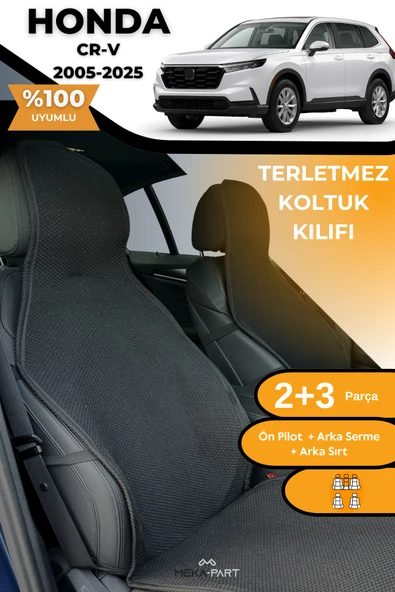 Terletmez Oto Koltuk Koruyucu Kılıf %100 Pamuk 5 li Tam Set Siyah Honda CR-V ürün görseli 1