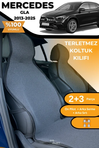 Terletmez Oto Koltuk Koruyucu Kılıf %100 Pamuk 5 li Tam Set Füme Mercedes GLA ürün görseli 1