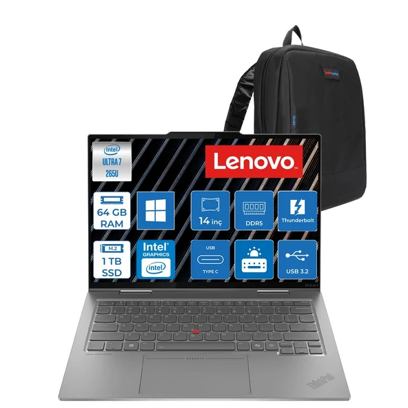 Lenovo Thinkpad X1 G10 Ultra7 265U 64GB 1tb SSD Intel Graphics 14" (2880X1800) OLED Dokunmatik 5g Lte Windows 11 Pro Premium Kurumsal Bilgisayar D21Q0S0GUP03 + Zetta Çanta ürün görseli 1