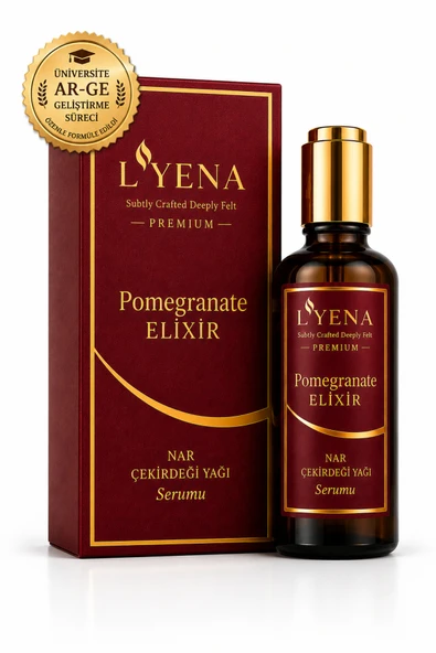 LYENA Premium Pomegranate Elixir Nar Çekirdeği Yağı Cilt Bakım Serumu 50 ml – Hızlı Emilim,Ciltte Elastikiyet Destekleyici ürün görseli 1