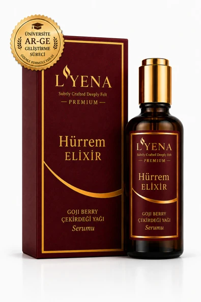 LYENA Premium Hürrem Elixir Goji Berry Yağı Yüz Bakım Serumu 50 ml – Hızlı Emilim Yağlı His Bırakmayan Serum ürün görseli 1