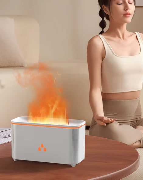 Jopus Alev Efektli Hava Nemlendirici ve Aroma Difüzör Sessiz Çalışma, LED Işıklı Buhar Makinesi - X02-1 Beyaz ürün görseli 1