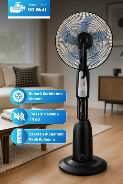 Reyo Alaz 90W Bakır Motor Kumandalı Buharlı Vantilatör ürün görseli 1