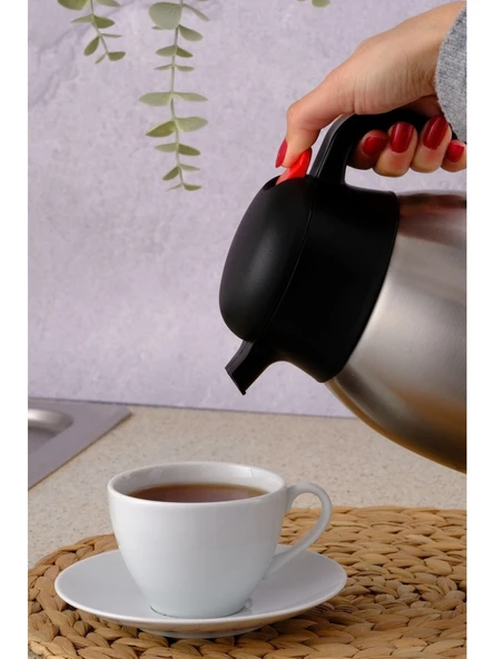 Penguen 2.5 Litre Çift Kat Çelik Çay Termos 12-24 Saat S - 2,5 lt - Antrasit ürün görseli 1