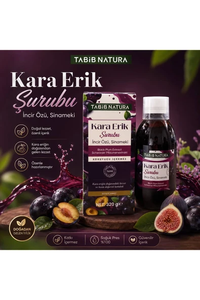 aleyna baharat Kara Erik Şurubu İncir Özü ve Sinameki İçerikli Erik Şurubu 320 gr ürün görseli 1