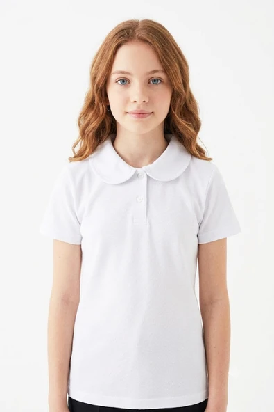 Kız Çocuk %100 Pamuk ve Okul Tarz  T-Shirt 5-16 Yaş 12724AT ürün görseli 1