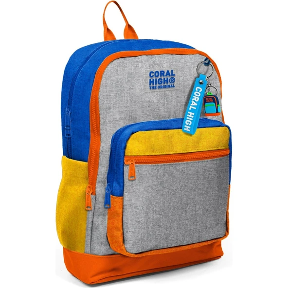 Coral High Kids Gri Turuncu Renkli Okul Sırt Çantası 33221 ürün görseli 1