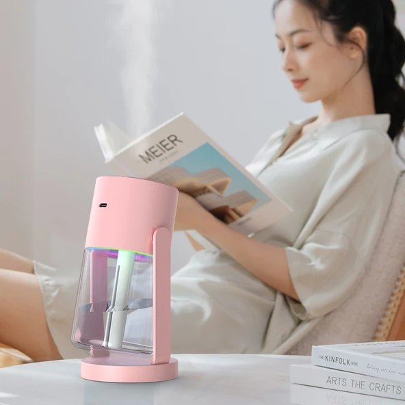 Jopus Rgb Led Işıklı Hava Oda Nemlendirici Yıldız Tavan Efektli Buhar Makinesi Aroma Difüzör - CL32 Pembe ürün görseli 1