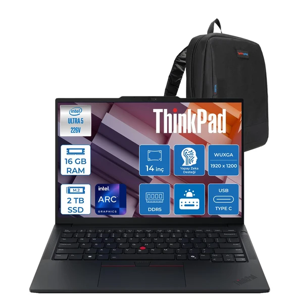 Lenovo Thinkpad E14 G7 Ultra 5 226V 16GB LPDDR5X 2tb SSD Windows 11 Pro Arc Graphics 130V 14" Wuxga (1920X1200) IPS 300NITS Taşınabilir Bilgisayar T21U2005GTXP04 + Zetta Çanta ürün görseli 1