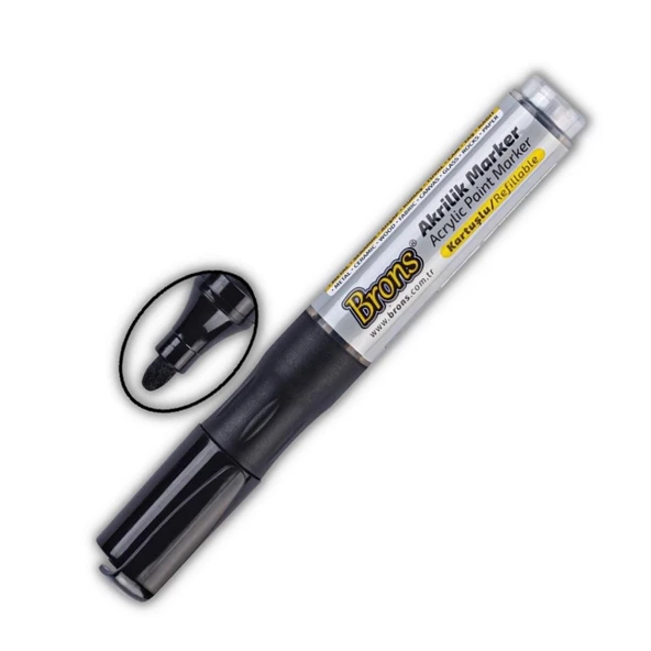 Akrilik Marker Yuvarlak Uç 1 Adet Brons Akrilik Markör Metal Seramik Ahşap Kumaş tuval cam taş ürün görseli 1