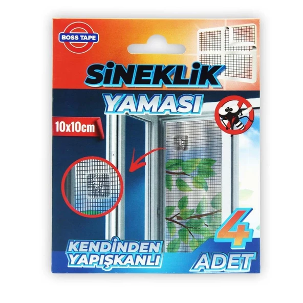 Sineklik Yaması Sineklik Tamir Bantı Kendinden Yapışkanlı 10x10cm 4Adet 1 Paket ürün görseli 1
