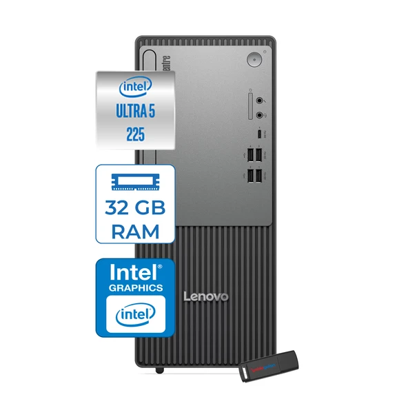 Lenovo Thinkcentre Neo 50T Gen 6 Intel Core Ultra 5 225 Upto 4.9ghz 32GB Ddr5 1tb SSD Intel® UHD Graphics 770 WIN11HOME Mini Tower Masaüstü Bilgisayar 13BD007UTRH13+ZETTAUSBBELLEK ürün görseli 1