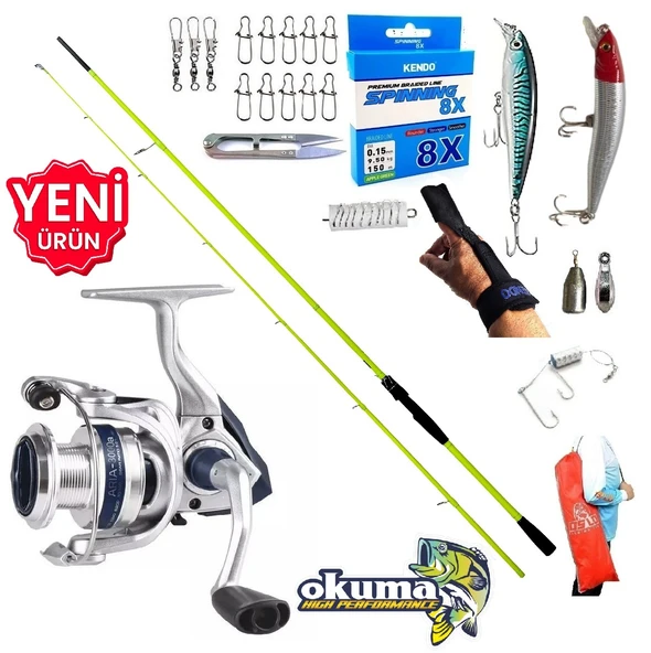 Okuma Aria 4000 210cm 5-45gr Karbon High Tech Maket Balık Spin Olta Takımı Seti ürün görseli 1