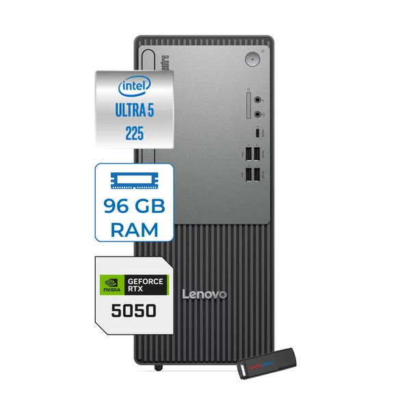 Lenovo Thinkcentre Neo 50T Gen 6 Intel Core Ultra 5 225 Upto 4.9ghz 96GB Ddr5 512GB SSD 8GB/RTX5050 Freedos Mini Tower Masaüstü Bilgisayar 13BD007UTR24F32+ZETTAUSBBELLEK ürün görseli 1