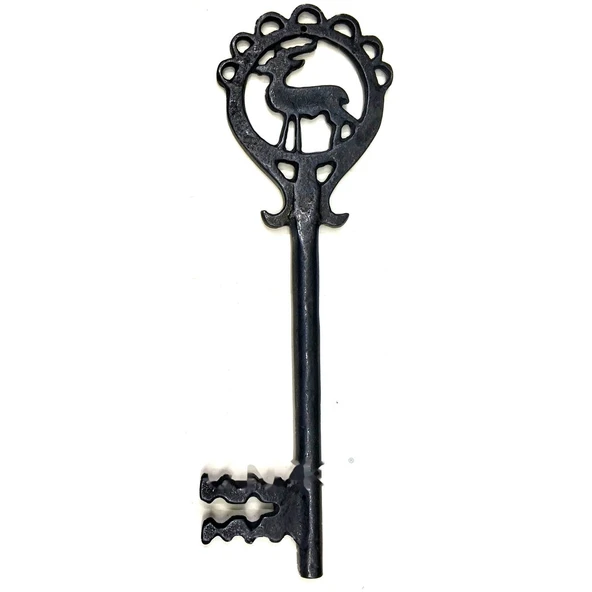 Geyik Figürlü Dekoratif Anahtar 250x80 mm - Büyük Boy Vintage Rustik Mobilya Sandık Aksesuar Süs ürün görseli 1