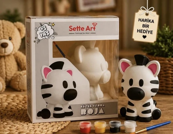 Sette Art Küçük Zebra Boja Boyama Seti 5+Yaş Boya ve Fırça Dahil ürün görseli 1