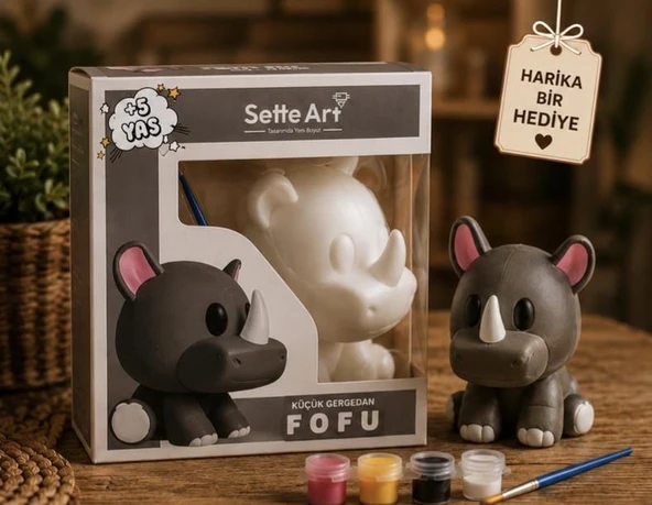 Sette Art Küçük Gergedan Fofu Boyama Seti 5+Yaş Boya ve Fırça Dahil ürün görseli 1