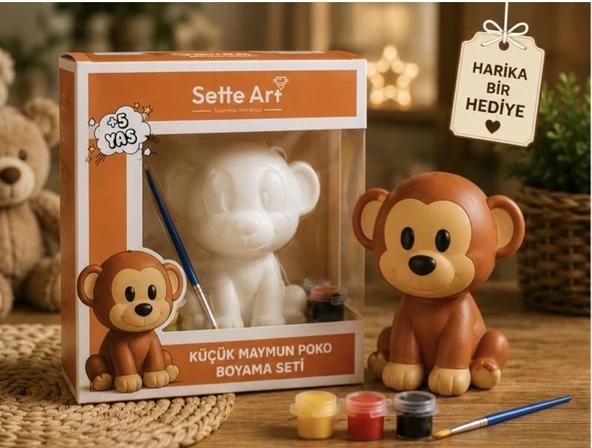 Sette Art Küçük Maymun Poko Boyama Seti 5+Yaş Boya ve Fırça Dahil ürün görseli 1