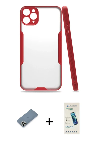 MARSİLYAN™- iPhone 11 Pro Max Kılıf Atlas Asil Serisi - Şeffaf Pasifik Cam Ekran Koruyucu + Metal Kamera Lens Koruma Cam ürün görseli 1