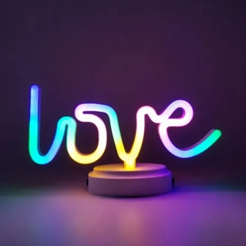 Neon Işıklı Love Yazılı Masa Gece Lambası ürün görseli 1