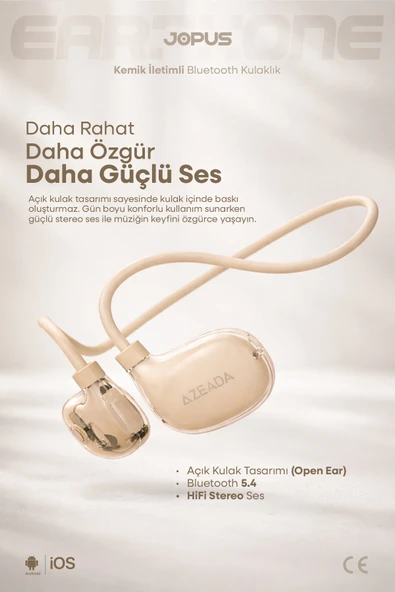 Jopus Boyun Bantlı Sporcu Bluetooth Kulaklık Esnek ve Hafif Tasarım 6 Saat Müzik Süresi Pudra AZ-BN06 ürün görseli 1