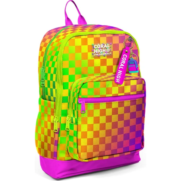 Coral High Kids Renkli Dama Desenli Okul Sırt Çantası 33203 ürün görseli 1