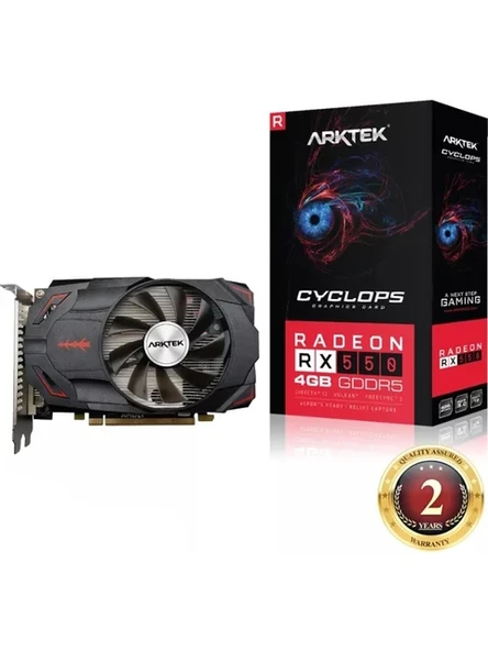 Arktek RX550 4GB GDDR5 128BIT Tek Fan Ekran Kartı HDMI DVI Çıkışlı Fanlı Soğutma AKR550D5S4GH1 ürün görseli 1