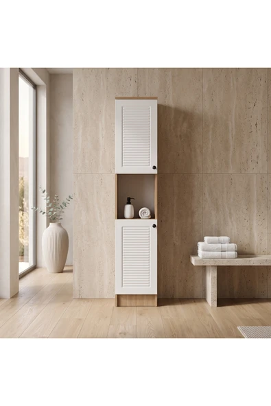 2 Kapaklı Çok Amaçlı Banyo Dolabı Geniş Depolama Alanlı Modern Dolap ürün görseli 1