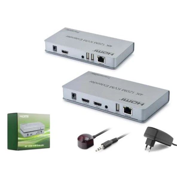 HADRON HDX1423 HDMI KVM Extender Loop Out IR 4K 30 Hz 120 m Gri ürün görseli 1