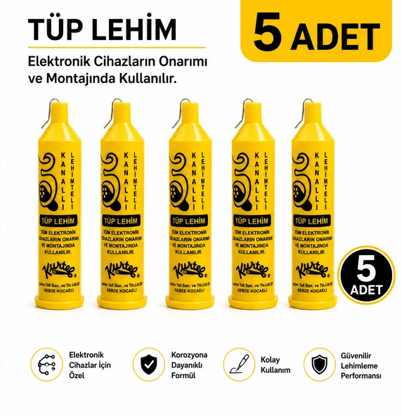 Kurtel Tüp Lehim 60/40 1,2 mm - 60 Kalay 40 Kurşun 1.2 mm Pastalı Tüp lehim 25 Gram - ( 5 ADET ) ürün görseli 1