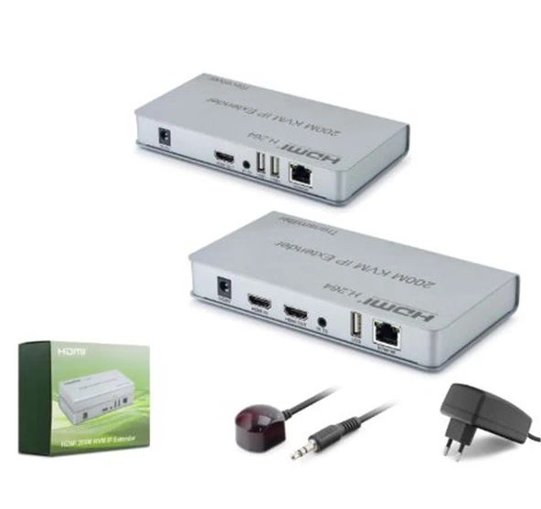 HADRON HDX1424 HDMI KVM IP Extender H.264 Loop Out IR 1080p 60 Hz 200 m Gri ürün görseli 1