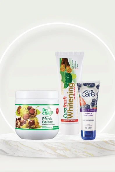AVON Avantajlı Set (At Kestanesi Kremi - Care Yaban Mersini Özlü El Kremi-Beyazlatıcı Diş Macunu) ürün görseli 1