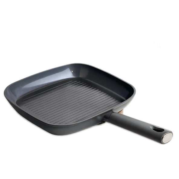 BELARIVA 28 CM GRI SILIKON SAPLI IZGARA TAVASI ürün görseli 1