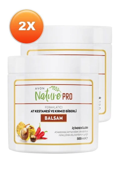 AVON Nature Pro At Kestanesi Ve Kırmızı Biberli Balsam 500 Ml. Ikili Set ürün görseli 1