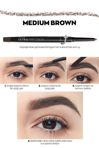 AVON Ultra Precision Kaş Kalemi - Medium Brown - Resim 2