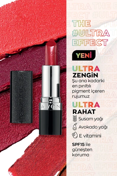 AVON Ultra Shimmer Lipstick - Ruby Glitz - Resim 2