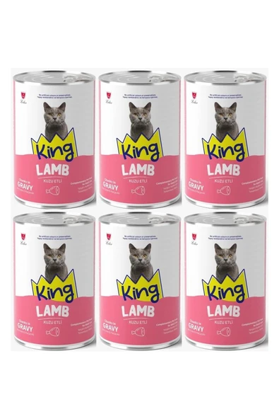 King Et Parçacıklı Kuzu Etli Yetişkin Kedi Konserve 400 Gr 6 ADET ürün görseli 1
