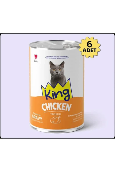 King Sos İçerisinde Et Parçacıklı Tavuklu Kedi Konservesi 400 Gr 6 ADET ürün görseli 1