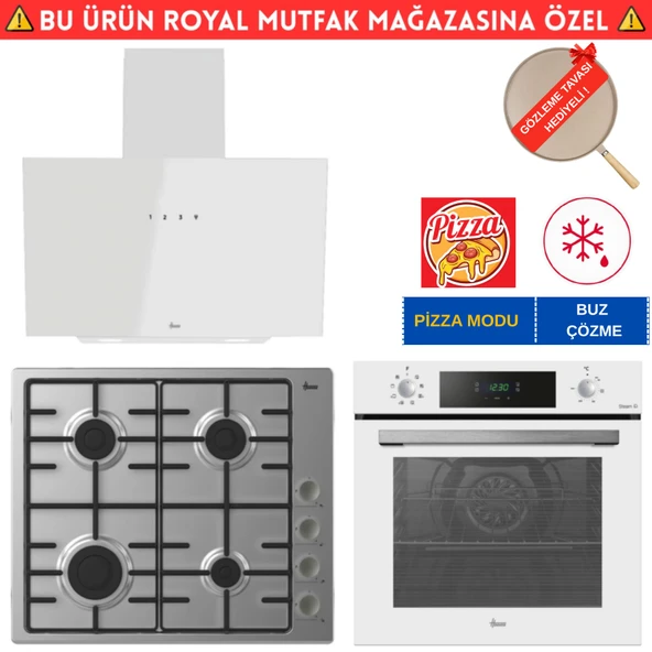 Hoover Leone  Beyaz Ankastre Set (HO3158W+ HHW6LMX/TK  İnox Emaye + HDG6C1GWTK) ürün görseli 1
