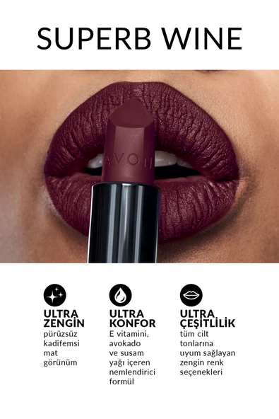 AVON Ultra Mat Ruj Superb Wine - Resim 2