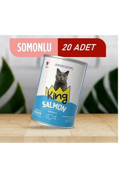 King Sos İçerisinde Et Parçacıklı Somonlu Kedi Konservesi 400 Gr 20 ADET ürün görseli 1