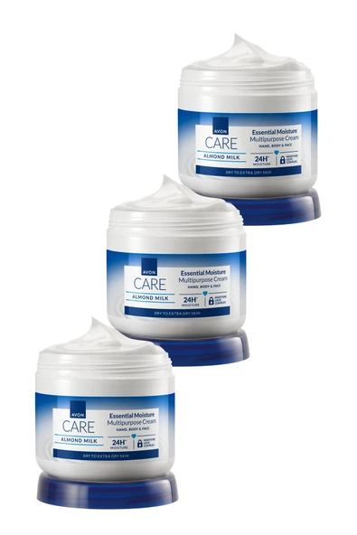 AVON Care Gliserin ve Badem Sütü içeren Nemlendirici El, Yüz ve Vücut Kremi 400 Ml. Üçlü Set ürün görseli 1