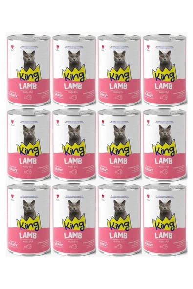 King KUZU ETLİ YETİŞKİN KEDİ KONSERVESİ 400 GR 12 Adet ürün görseli 1