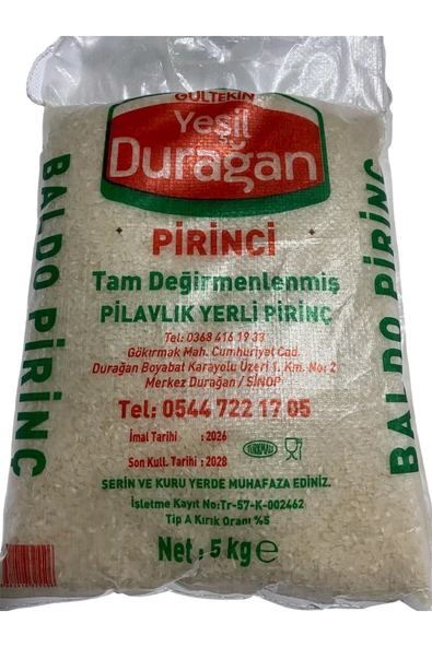 YEŞİL DURAĞAN Gültekin Baldo Tip A Pilavlık Yerli Pirinç - 5 Kg ürün görseli 1
