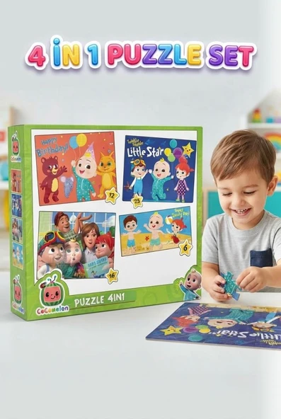 4'ü 1 Arada Eğitici Puzzle Seti Eğlence Dolu 4'lü Puzzle Seti Farklı Görseller ile Sınırsız Heyecan ürün görseli 1