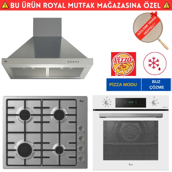 Hoover RIVERA  İnox-Beyaz Ankastre Set (HO3158W+ HHW6LMX/TK  Emaye + HCH6MXTK ) ürün görseli 1