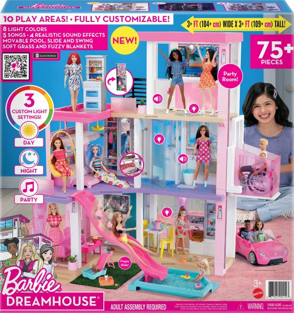 YENİLENEN Barbie Rüya Evi Asansörlü Sesli Işıklı Gece Modu Olan Barbie Rüya Evi 3 Katlı GRG93 ürün görseli 1