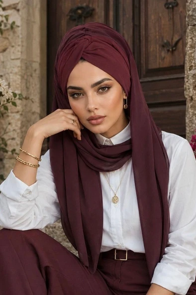 Bordo Burgu Hazır Şal ürün görseli 1